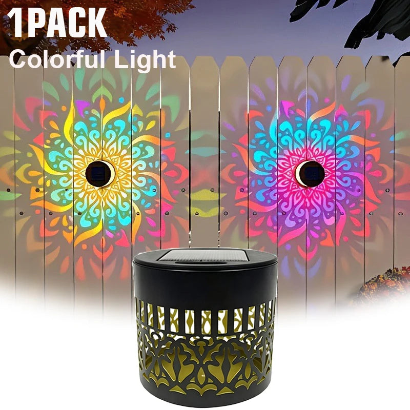 lampe solaire led moderne noire dorée motif floral ajouré étanche