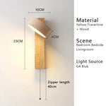 lampe murale led bois naturel interrupteur tissu beige moderne fixée cuisine chambre