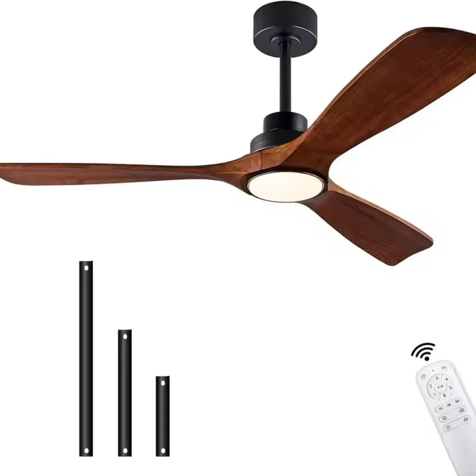 ventilateur bois blanc moderne led télécommande 60 pouces chambre salon lumière minimaliste