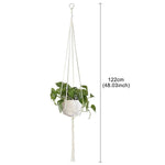 Support plante suspendue macramé boho rotin blanc orange anneaux métalliques