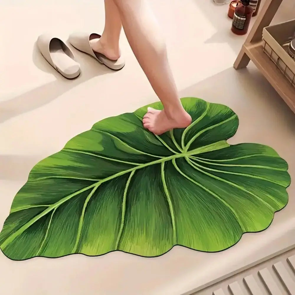 tapis sol antidérapant vert feuilles moderne résistant décoloration lavable usage multipleextérieur cuisine