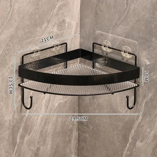 étagère salle bain dorée grille métal moderne fixée suction rangement produits toilette crochet