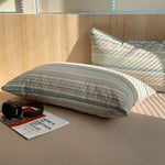 lot taies d'oreiller coton rayures rose clair modernes minimalistes douces lit maison
