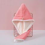 serviette cheveux microfibre rapide séchage rose gris bleu clair bordure blanche élastique moderne confortable