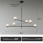 suspension lumineuse moderne sphères blanches structure noire led neutre lumière blanc noir