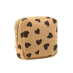 sac rangement serviettes hygiéniques réutilisable broderie fleurs animaux quadrillée fermeture glissière beige clair