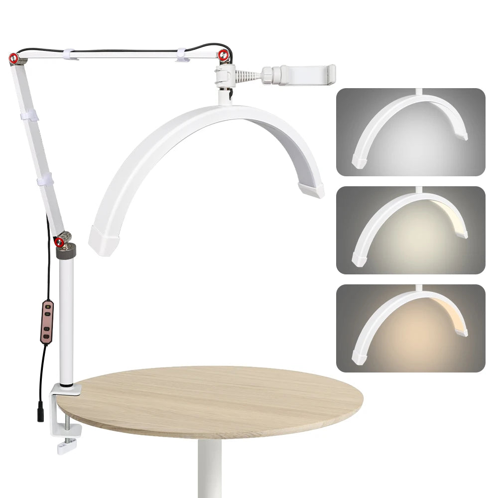 lampe maquillage blanc moderne clip support téléphone réglable éclairage guide inclusion