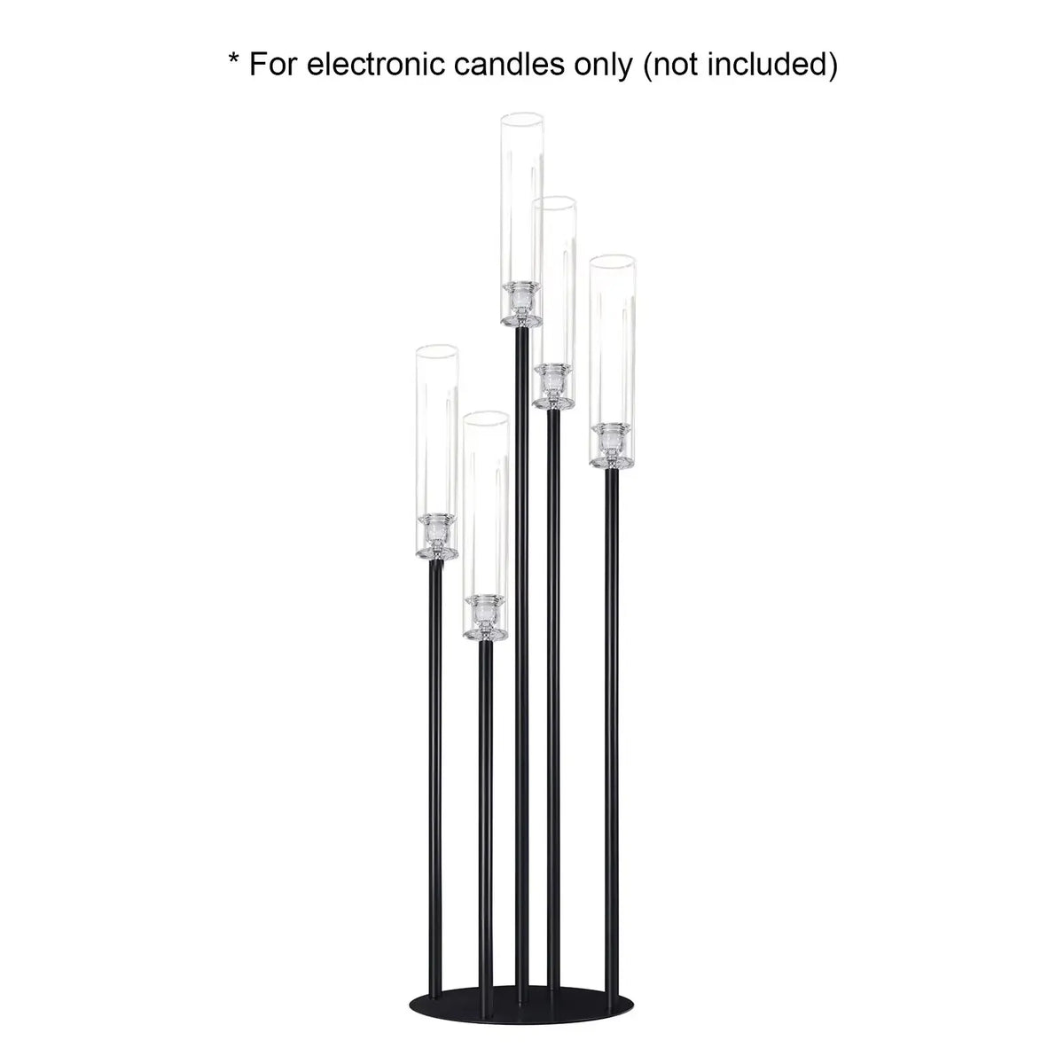 support cierges moderne noir base circulaire tiges verre vis fixations chambre salon