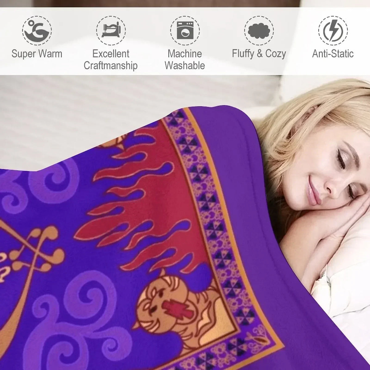 couverture polaire violet motif floral hiver moderne portable pique nique voyage hospitalière qualité polyester