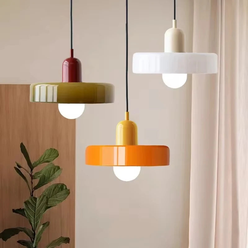 luminaire suspension moderne verre opale rond minimaliste salon chambre salle manger