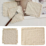 serviettes table tissu lin beige rustique franges polies clips muralsetSize40cm38cm30cm28cm12cm6cm