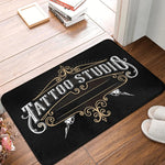 tapis sol intérieur velouté motif floral lettres dorées anti dérapant accueil entrée maison
