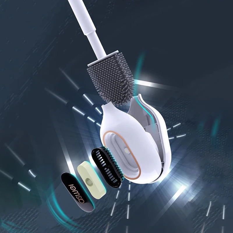 brosse wc moderne adhésif poils noirs blanc accessoire salle bain nettoyage durable 42cm