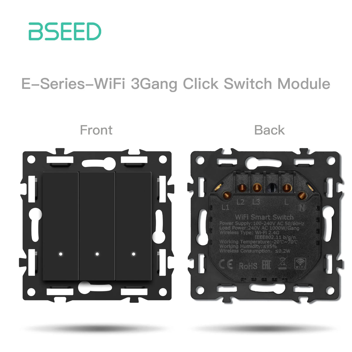 interrupteur électrique intelligent wifi noir moderne affichage led connecteurs usb