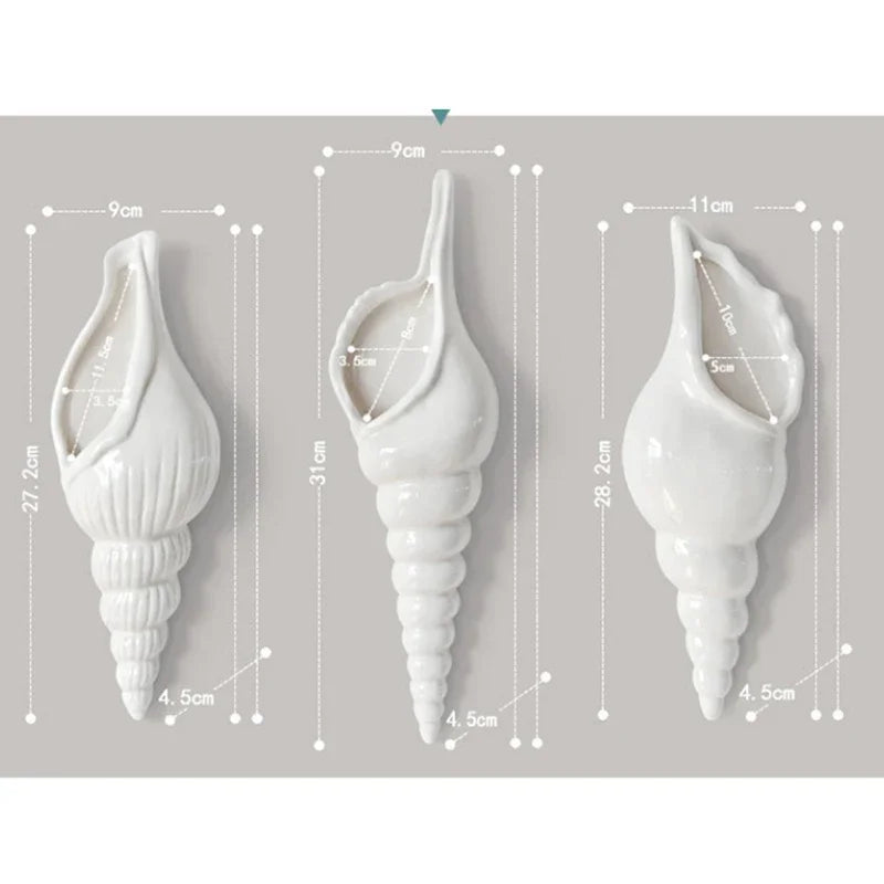 décoration murale coquillages étoiles mer vase suspendu thème nautique moderne blanc orange rouge bleu