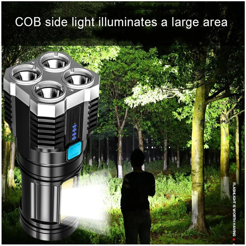 torche led rechargeable puissante 1000 lumens 10w argentée noire industrielle