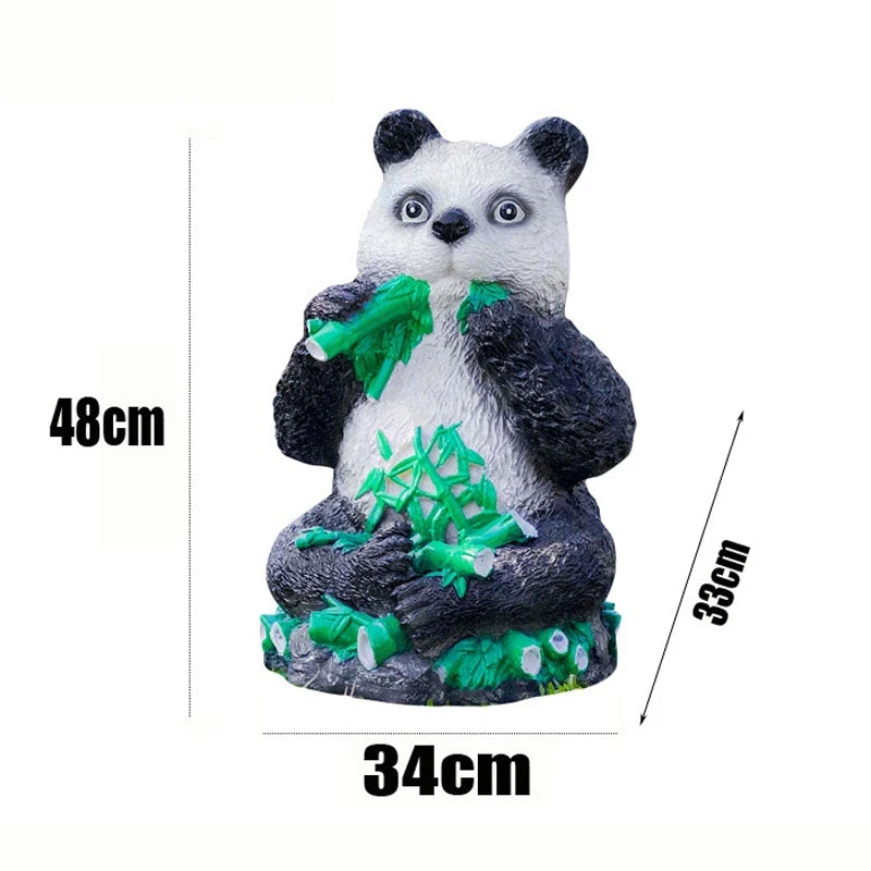 statues panda peluche lumineuses extérieures étanches noir blanc feuilles bambou moderne