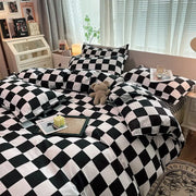housse couette carreaux noir blanc gris moderne minimaliste taies oreillers ensemble literie