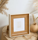 cadre photo carré résine hêtre moderne décoration maison blanc bois naturel élégant classique mur