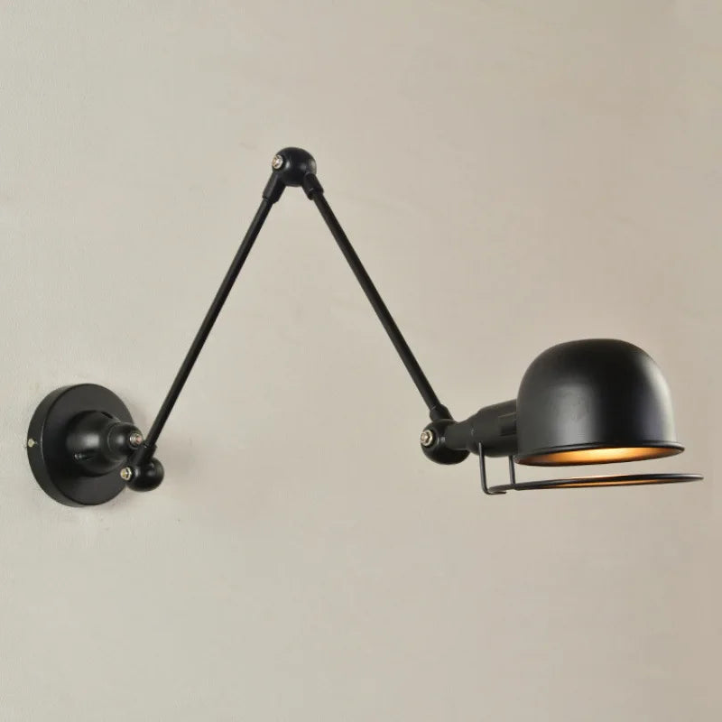 lampe murale articulée industrielle noir ampoule filament éclairage chambre coucher cuisine salle manger entree