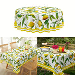 nappe rectangulaire moderne jaune citron feuilles décoration table fête polyester