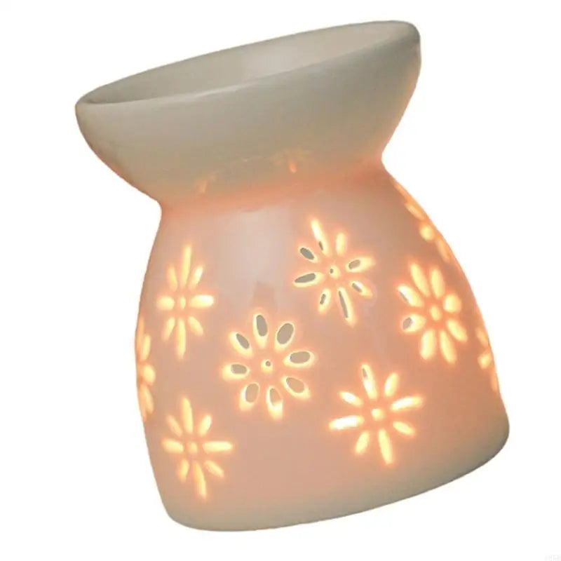 brûleur huile essentielle céramique blanc fleurs cœur moderne décoration maison bougie parfum aromathérapie chambre