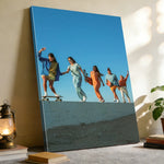 toile personnalisée paysage moderne femme assise multicolore cadre bois diy sans frame
