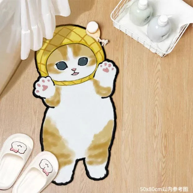 tapis sol antidérapant absorbant dessin animé chats polyestère doux confortableintérieurextérieur