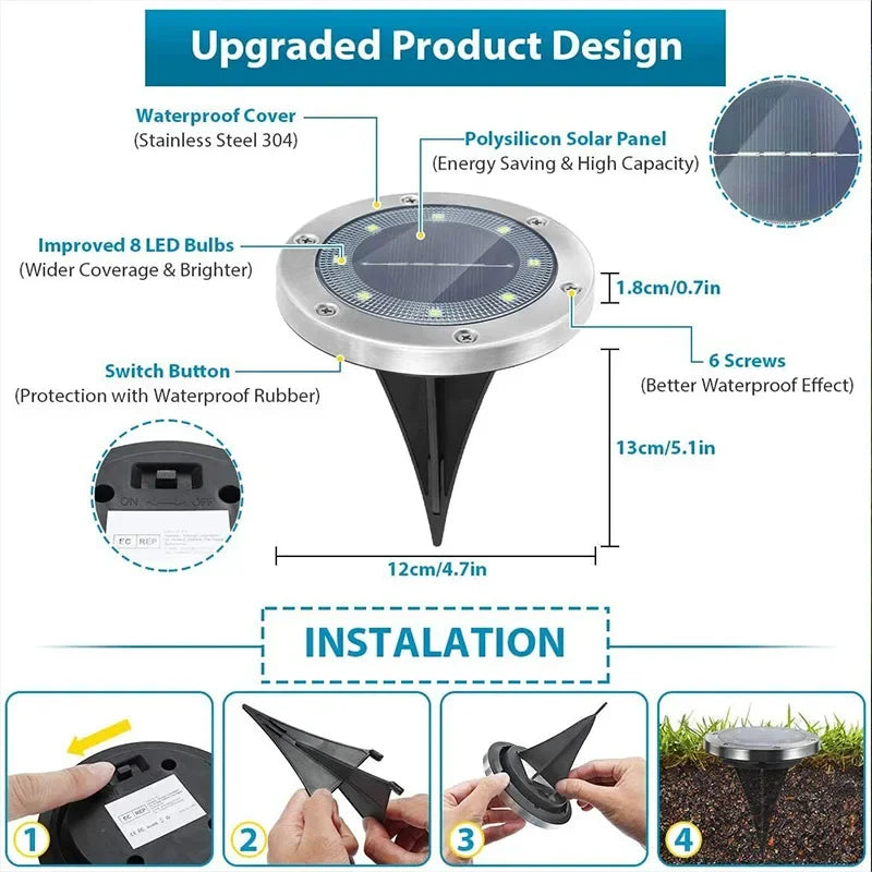 éclairage solaire paysage led argenté moderne absp65 ip65 étanche adaptableextérieururgence