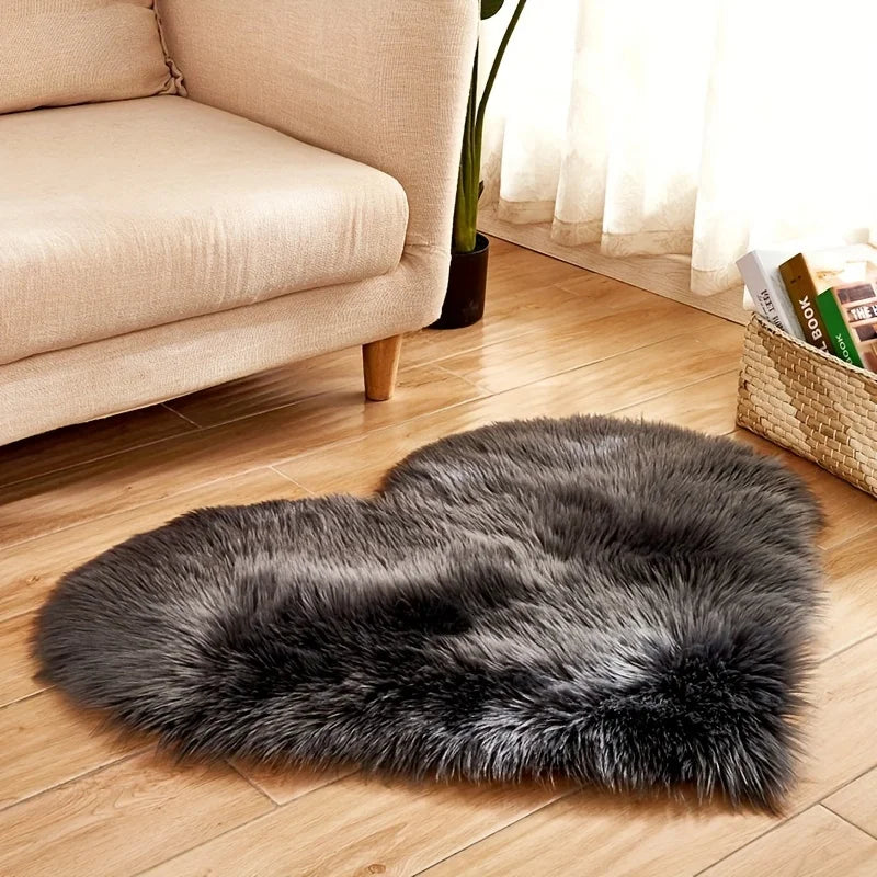 tapis peluche coeur rouge gris violet bleu moderne doux 50x60cm maison décoration chambre salon