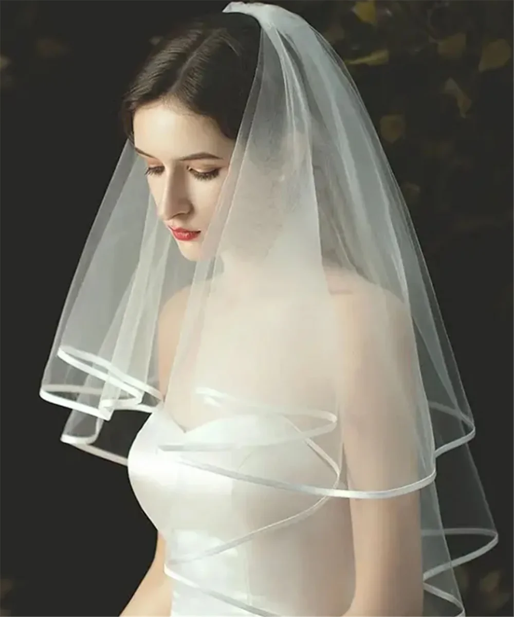 voile mariée blanc double couche tulle transparent clips peigne élégante classique légèrement opaque finement