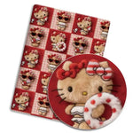 tissu coton sanrio hello kitty rose blanc motif étoiles coeurs arc ciel enfantin decorative