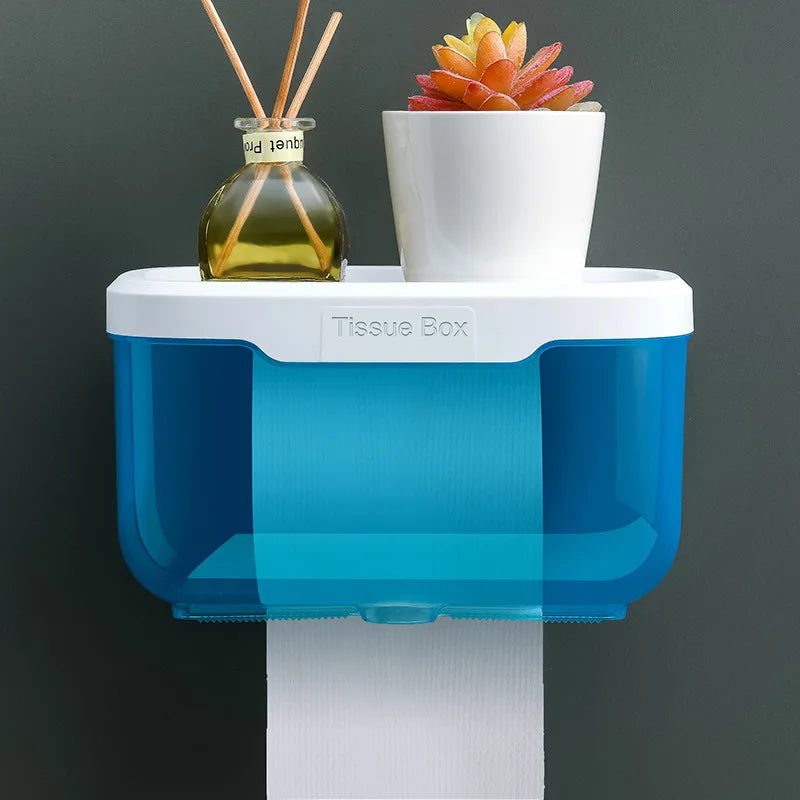 boîte mouchoirs mural transparent moderne blanc bleu rouge adhésif minimaliste