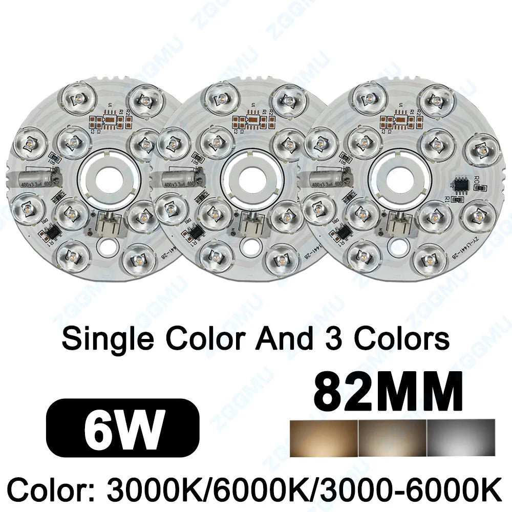plaque led ronde 220v 12w 6w blanc moderne 6000k sans pilote pcb