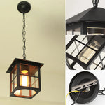 lampe suspendue vintage noir bronze verre transparent barreaux carré salon chambre adjustable(chain)