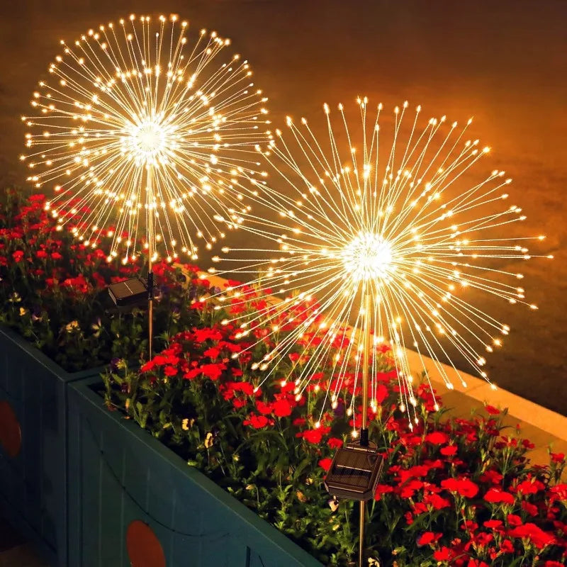 éclairage solaire moderne multicolore étoiles lumineuses extérieur autonomes bouton poussoir fixations piquets LED vacances