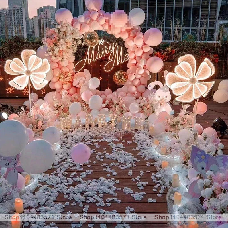 décoration mariage pivoine lumineuse blanc crème ballons fleurs artificielles