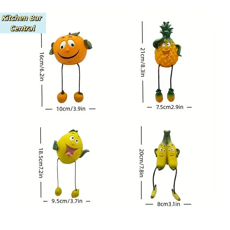 sculpture fruit ananas banane citron pomme résine cartoon opaque pieds jaunes noirs