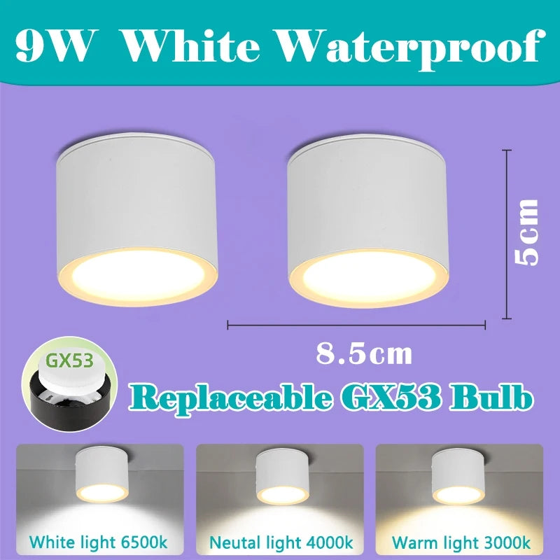 spot lumineux led étanche gx53 éclairage chambre salon cuisine blanc noir moderne