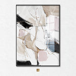 peinture abstraite toile miroir encadré contemporain decoration mur rose pale geometrique minimaliste