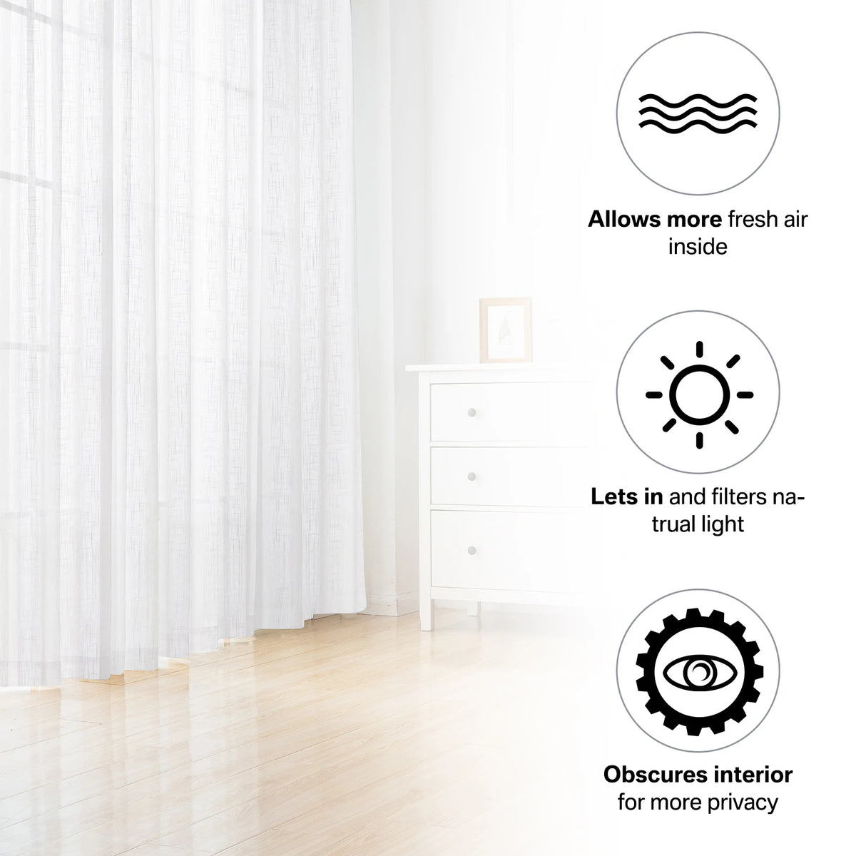 rideaux blancs tissés motif texturé protection uv moderne minimaliste maison chambre salon