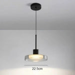 lampe suspendue led moderne noir blanc transparent minimaliste interrupteur bouton acrylique verre chambre salon