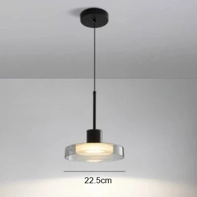 lampe suspendue led moderne noir blanc transparent minimaliste interrupteur bouton acrylique verre chambre salon