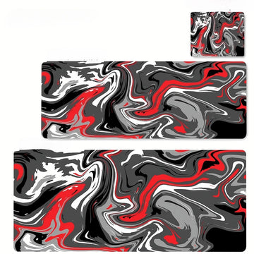 grand tapis gamer cuir noir blanc motif marbré moderne abstrait