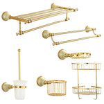 ensemble porte serviettes accessoires salle bain doré classique fixations vis porte serviettes double niveau