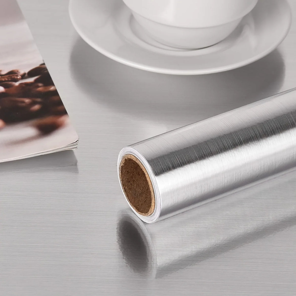 papier peint auto adhésif moderne rayures argenté mur réfrigérateur cuisine décoration