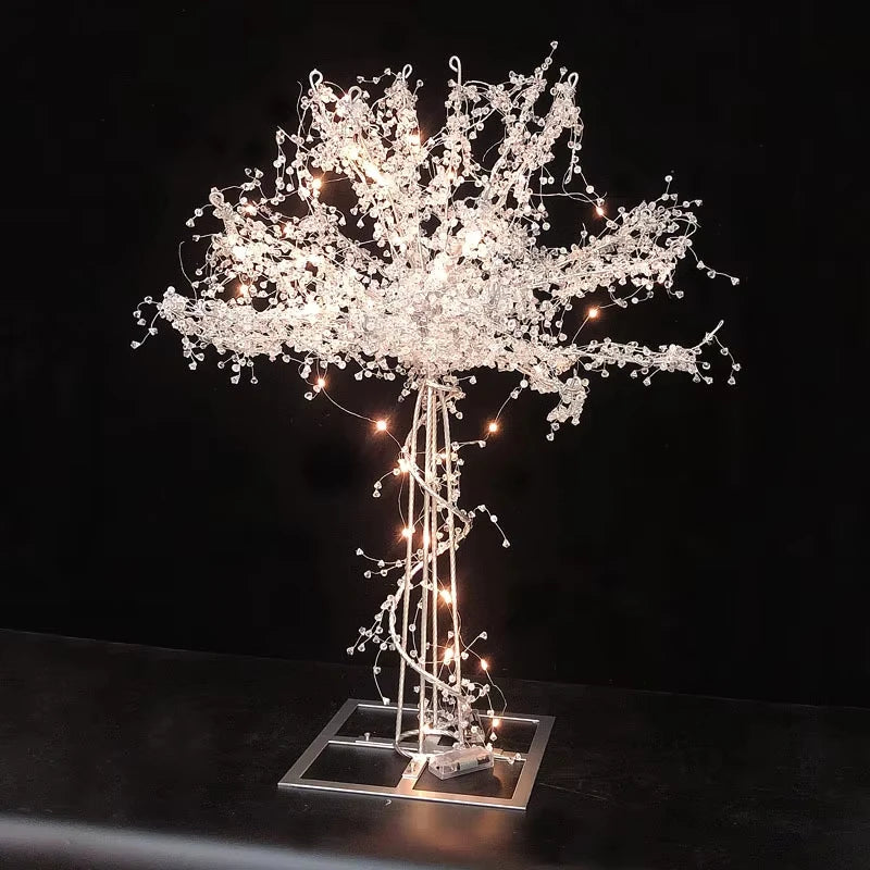 décoration mariage arbre métal transparents branches argentées led élégante festive moderne