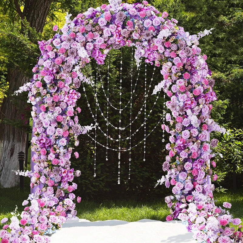 Arche décorative florale violettes roses blanches extérieur intérieur décoration événement classique artificielle fixe