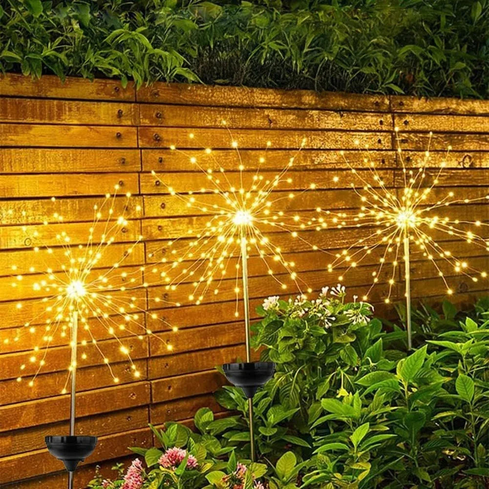 décoration extérieure solaire guirlande led pissenlit feu d'artifice multicolore festive jardin mariage
