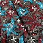 tissu coton dentelle voile party robe ethnique brodé strass fleurs gris rouge bleu blanc